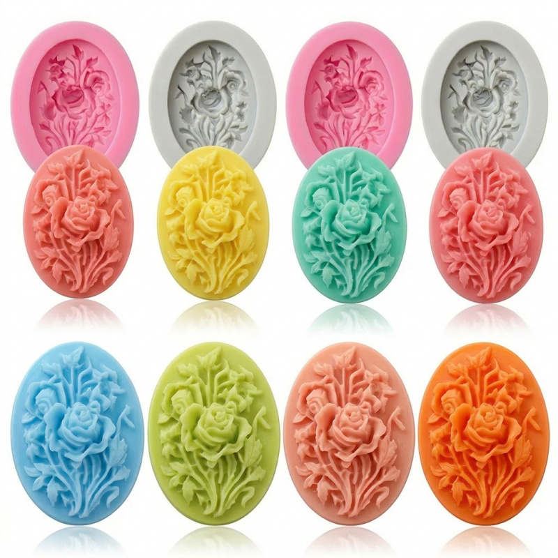 4 Silikonformen in Blumenform, – Soap Making Tray Bewertung und Preis