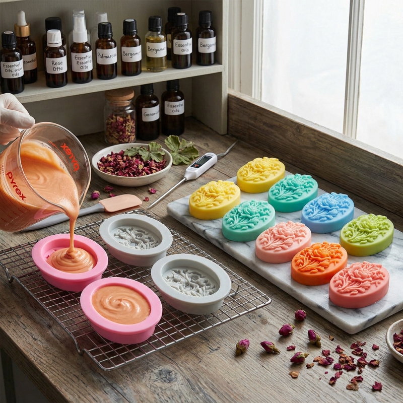 4 Silikonformen in Blumenform, – Soap Making Tray Bewertung und Preis